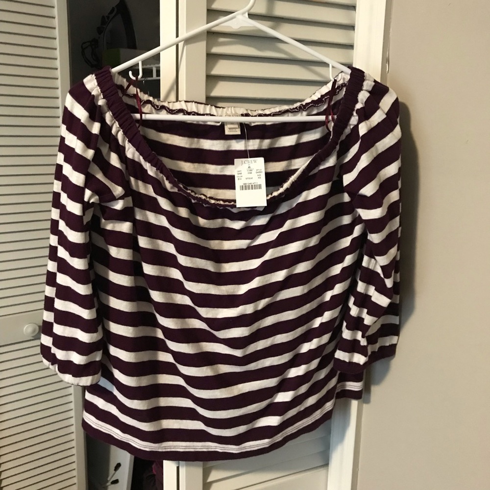 J. Crew off the shoulder striped top